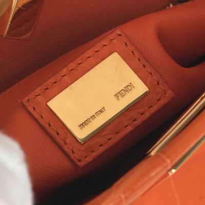 FENDI 펜디 Peekaboo small Mini peekaboo Peekaboo mini 가방, 토트 백, 숄더백, 악어, 오렌지, 골드 하드웨어, 이국어