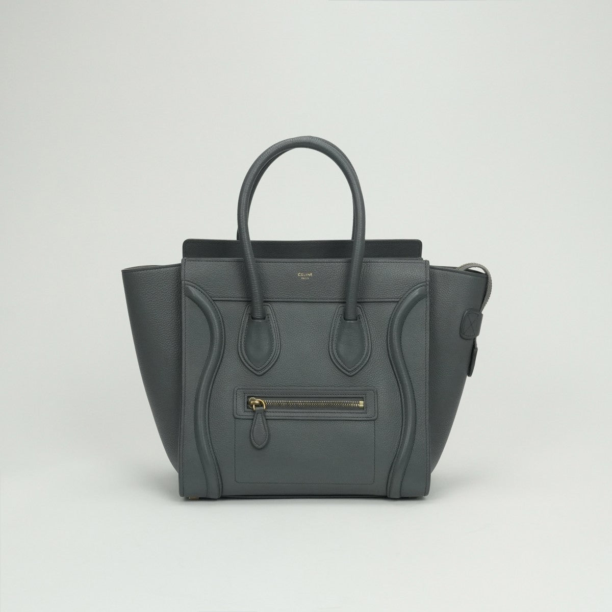 セリーヌ CELINE ラゲージ マイクロ マイクロラゲージ ラゲージマイクロ バッグ トートバッグ ドラムドカーフスキン グレー Gray ゴールド金具 ハンドバッグ