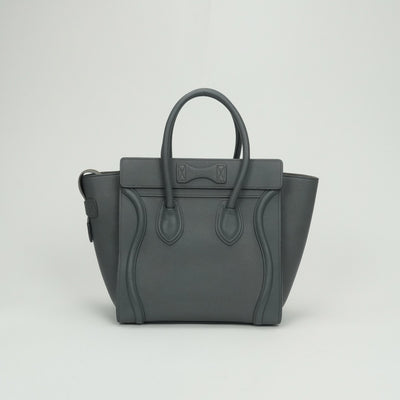 セリーヌ CELINE ラゲージ マイクロ マイクロラゲージ ラゲージマイクロ バッグ トートバッグ ドラムドカーフスキン グレー Gray ゴールド金具 ハンドバッグ