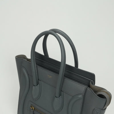 セリーヌ CELINE ラゲージ マイクロ マイクロラゲージ ラゲージマイクロ バッグ トートバッグ ドラムドカーフスキン グレー Gray ゴールド金具 ハンドバッグ