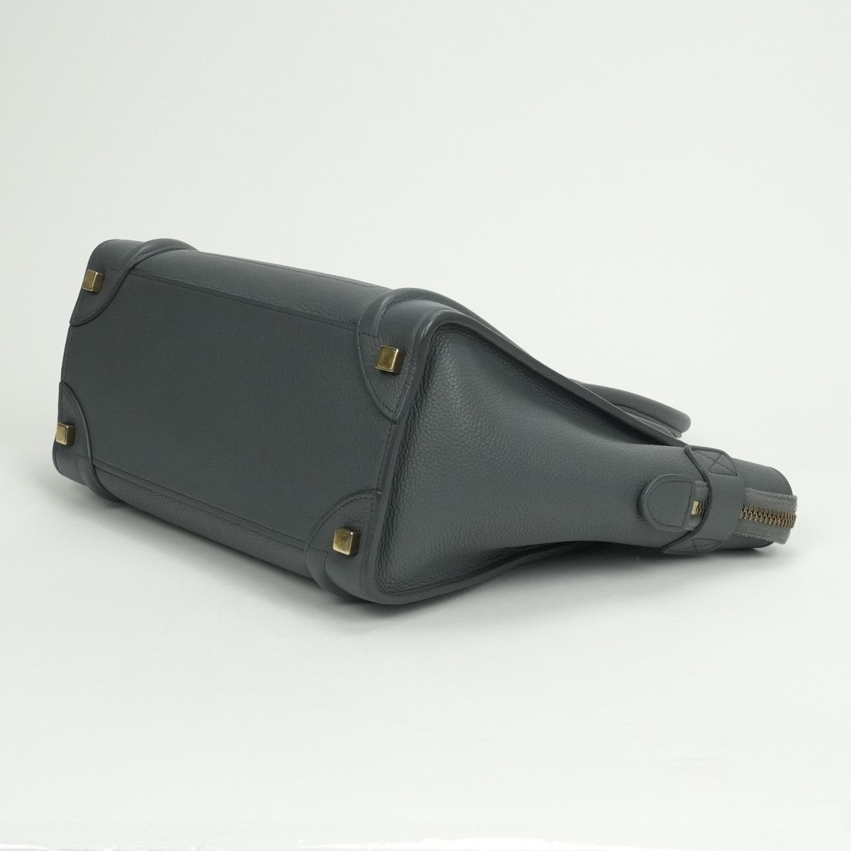 セリーヌ CELINE ラゲージ マイクロ マイクロラゲージ ラゲージマイクロ バッグ トートバッグ ドラムドカーフスキン グレー Gray ゴールド金具 ハンドバッグ