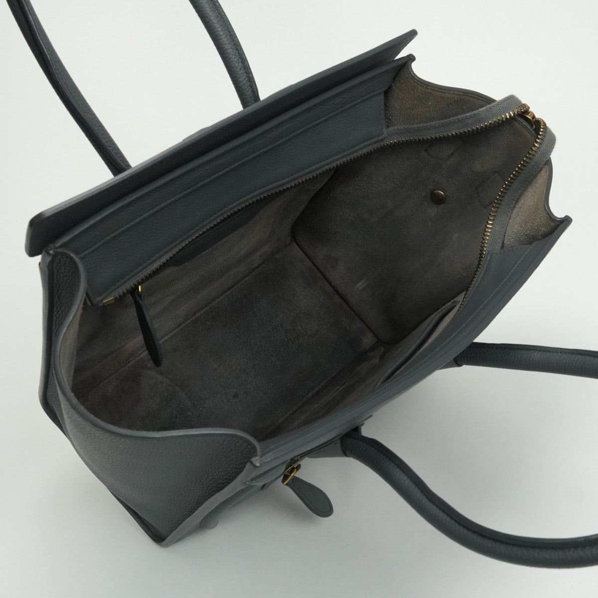 セリーヌ CELINE ラゲージ マイクロ マイクロラゲージ ラゲージマイクロ バッグ トートバッグ ドラムドカーフスキン グレー Gray ゴールド金具 ハンドバッグ