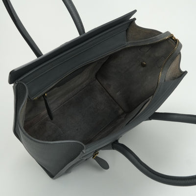 セリーヌ CELINE ラゲージ マイクロ マイクロラゲージ ラゲージマイクロ バッグ トートバッグ ドラムドカーフスキン グレー Gray ゴールド金具 ハンドバッグ