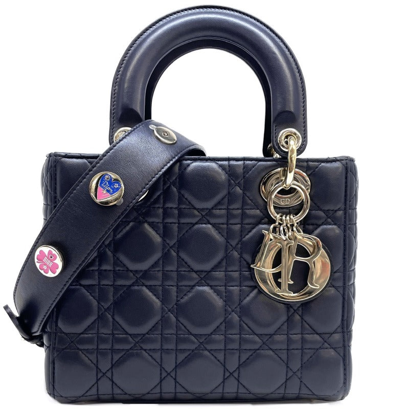 CHRISTIAN DIOR 기독교 디올 Lady dior small LADY DIOR MY ABCDIOR MYABC Cannage bag Lambskin Navy Navy Gold Metal Fittings