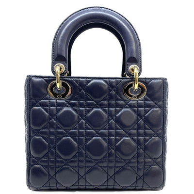 クリスチャンディオール CHRISTIAN DIOR レディディオール スモール LADY DIOR MY ABCDIOR MYABC カナージュバッグ ラムスキン ネイビー 紺 ゴールド金具