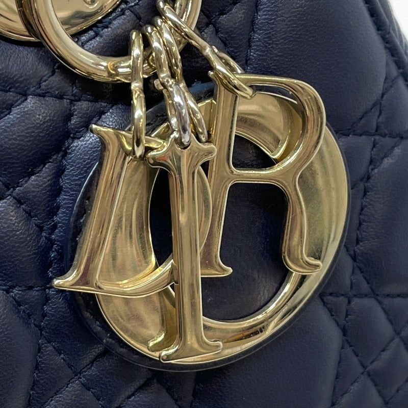 CHRISTIAN DIOR 기독교 디올 Lady dior small LADY DIOR MY ABCDIOR MYABC Cannage bag Lambskin Navy Navy Gold Metal Fittings