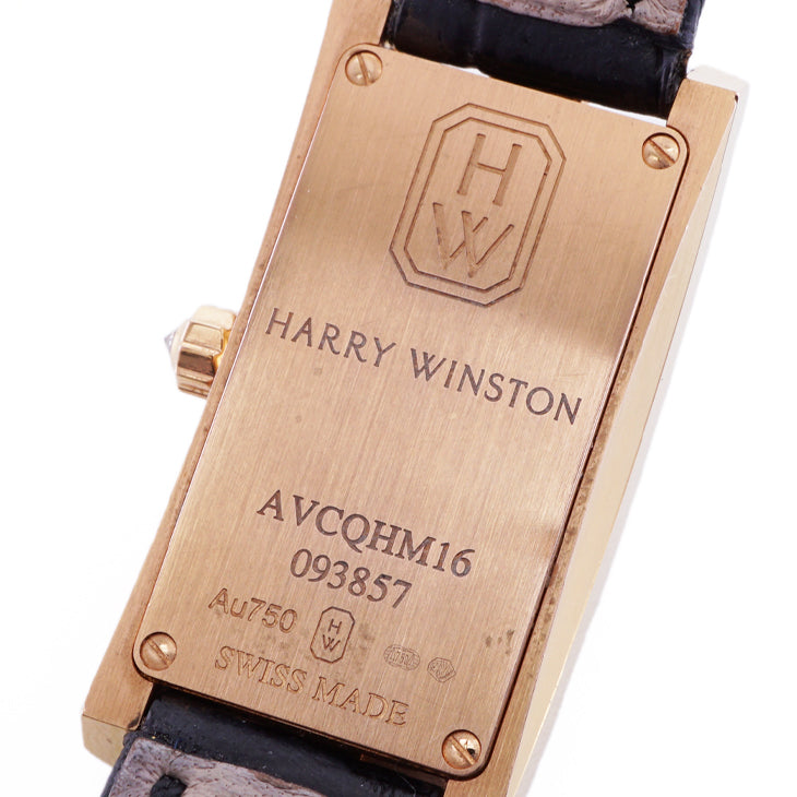 ハリーウィンストン HARRY WINSTON アヴェニューCミニ エリプティック 時計 腕時計 750RG/革 18Kローズゴールド 18Kピンクゴールド ケースダイヤ