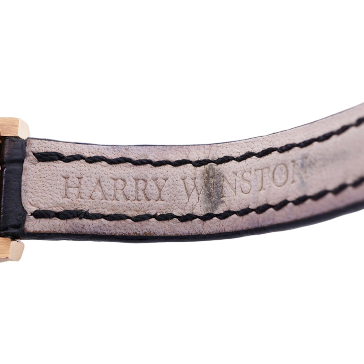 ハリーウィンストン HARRY WINSTON アヴェニューCミニ エリプティック 時計 腕時計 750RG/革 18Kローズゴールド 18Kピンクゴールド ケースダイヤ