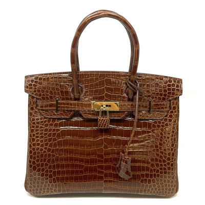 HERMES 헤르메스 Birkin 30 Birkin 30 가방, 토트 백, 폴로여, 악어, Miel, 갈색, 갈색, 금 피팅, 핸드백