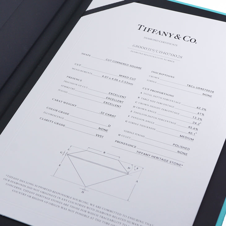 Tiffany & Co. TIFFANY&Co. Princess Cut Diamond Engagement Ring Platinum Princess Cut Diamond Engagement Ring Diamond Ring Wedding Ring Marriage Ring Platinum