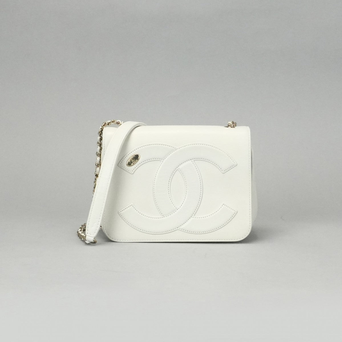 CHANEL CHANEL bag shoulder bag calfskin white gold hardware Coco mark chain shoulder bag full flap