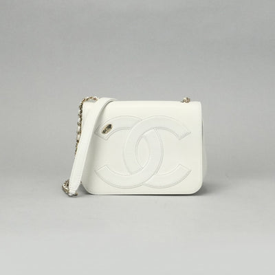 CHANEL CHANEL bag shoulder bag calfskin white gold hardware Coco mark chain shoulder bag full flap