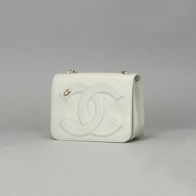 CHANEL CHANEL bag shoulder bag calfskin white gold hardware Coco mark chain shoulder bag full flap