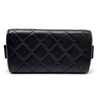 CHANEL CHANEL Matelass? Bag Vanity bag Pouch Lambskin Black Silver Fittings Vanity Makeup Bag