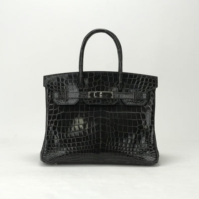 HERMES 爱马仕 Birkin 30 Birkin 30 袋手提袋nilotticus鳄鱼 GRAFF壮丽的灰色银金属配件手提包