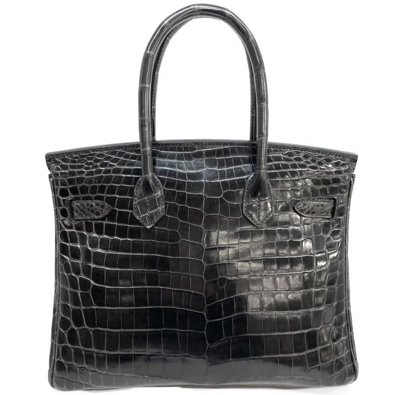 HERMES 爱马仕 Birkin 30 Birkin 30 袋手提袋nilotticus鳄鱼 GRAFF壮丽的灰色银金属配件手提包