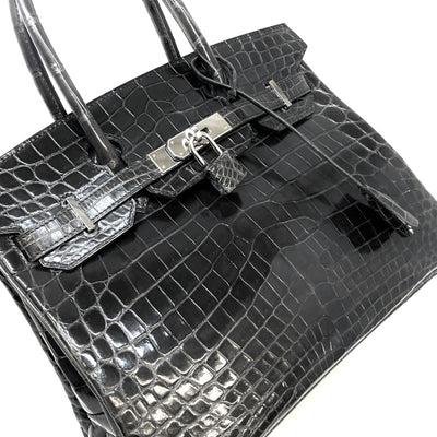 HERMES 헤르메스 Birkin 30 Birkin 30 가방 토트 백 닐 로티 쿠스 악어 GRAFFFeat Grey Gray Silver Metal Fittings 핸드백