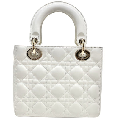 CHRISTIAN DIOR 기독교 디올 Lady dior small LADY DIOR MY ABCDIOR Small bag MYABC Cannage bag 가방, 토트 백, 숄더백, 양고기, 흰색, 흰색, 금 피팅