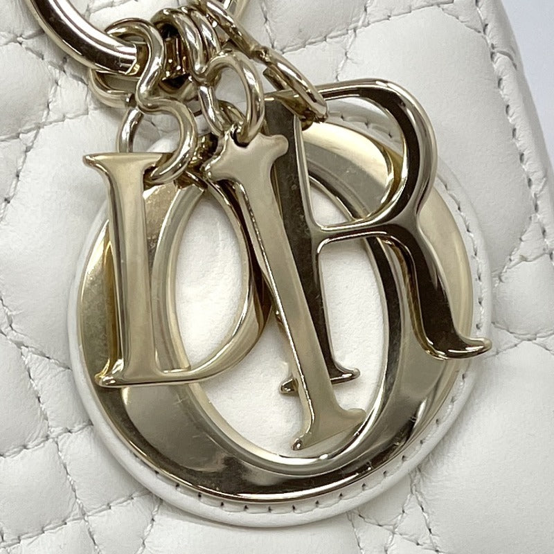 CHRISTIAN DIOR 克里斯蒂安·迪奥（Christian Dior） Lady dior small LADY DIOR MY ABCDIOR Small bag MYABC Cannage bag 包，手提袋，肩膀袋，羊羔，白色，白色，金色配件