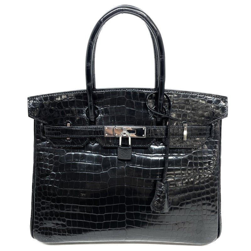 HERMES 헤르메스 Birkin 30 Birkin 30 가방, 토트 백, 폴로스, 악어, 느와르, 검은 색, 실버 피팅