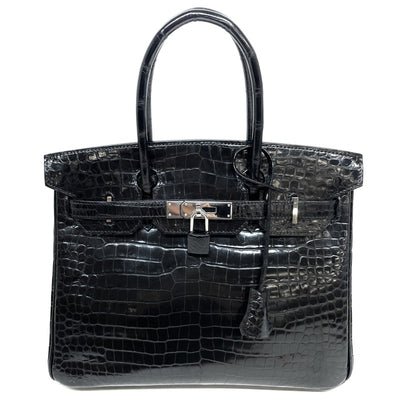 HERMES HERMES Birkin 30 Birkin 30 Bag, Tote Bag, Polosus, Crocodile, Noir, Black, Silver Fittings