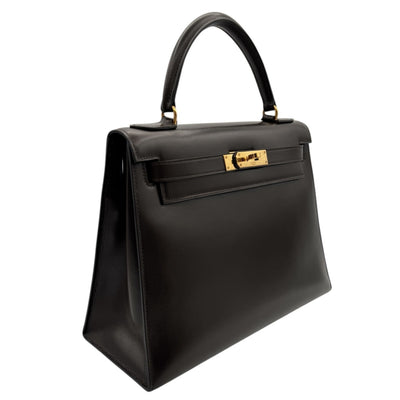 HERMES 헤르메스 Kelly 28 Kelly 28 가방, 토트 백, 상자 송아지, 갈색, 갈색, 금 피팅