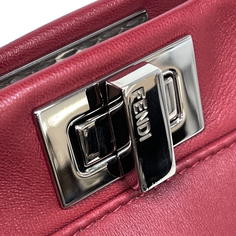 FENDI FENDI Peekaboo small Mini peekaboo Peekaboo mini Bag bugs Nappa leather python red pink Bicolor Red Silver Metal Handbag