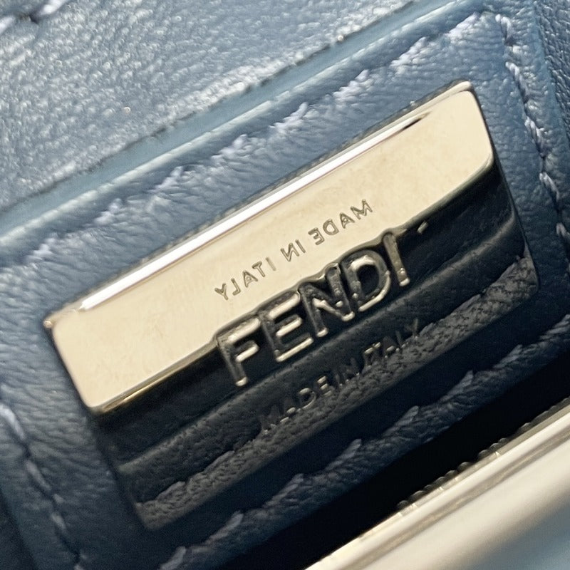 フェンディ FENDI ピーカブー スモール ミニピーカブー ピーカブーミニ バッグ トートバッグ ショルダーバッグ ナッパレザー ブルー 青 シルバー金具 ハンドバッグ