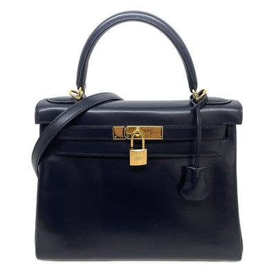 HERMES HERMES Kelly 28 Kelly 28 Bag, Tote Bag, Shoulder Bag, Box Calf, Blue Indigo, Navy, Navy, Gold Fittings