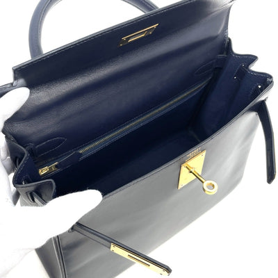 HERMES HERMES Kelly 28 Kelly 28 Bag, Tote Bag, Shoulder Bag, Box Calf, Blue Indigo, Navy, Navy, Gold Fittings