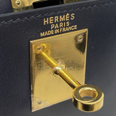 HERMES HERMES Kelly 28 Kelly 28 Bag, Tote Bag, Shoulder Bag, Box Calf, Blue Indigo, Navy, Navy, Gold Fittings