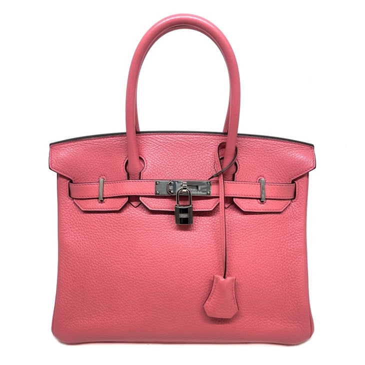 HERMES 爱马仕 Birkin 30 Birkin 30 袋子手提袋Toryon Clemence玫瑰Azare粉红色银金属手提包