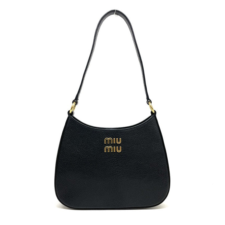 ミュウミュウ MIUMIU バッグ ショルダーバッグ マドラスレザー ブラック 黒 ゴールド金具 ハンドバッグ