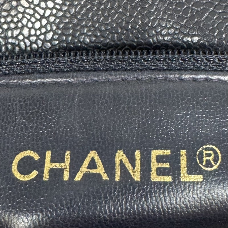 シャネル CHANEL シェブロン Vステッチ バッグ ショルダーバッグ キャビアスキン ネイビー 紺 ゴールド金具