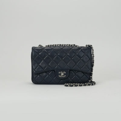 CHANEL 샤넬 Matelasse 25 trio Single flap w 플랩 Double chain W chain Matelass? 가방 숄더백 램스 피부 네이비 네이비 실버 금속 피팅 체인 어깨 가방 S 플랩 W chain Single flap Double chain코코 마크 턴록