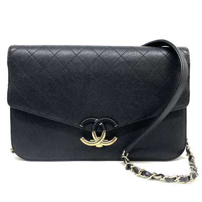 CHANEL CHANEL Matelass? Bag Shoulder Bag Caviar Skin Black Gold Metal Fittings Single flap Coco Mark Turnlock