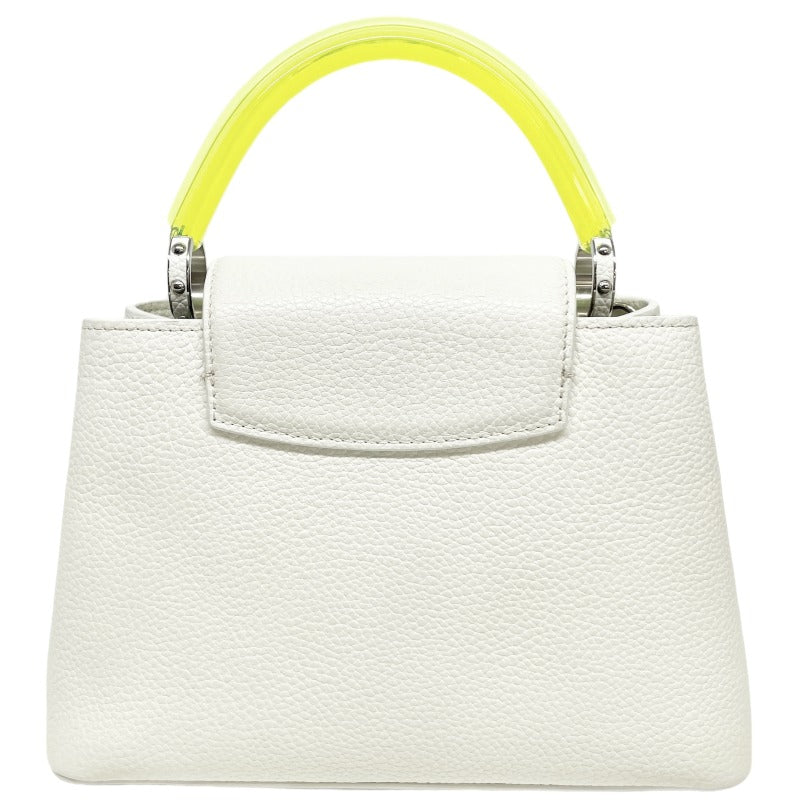 LOUIS VUITTON 루이비통 Capucines BB Capucines BB 가방, 토트 백, 숄더백, 토리 온 가죽, 흰색, 흰색, 은색 피팅, 멀티컬러 블루 핑크