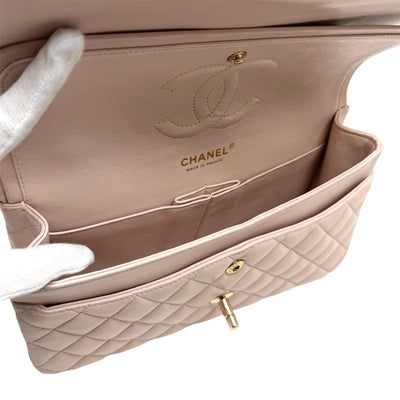 CHANEL 香奈儿 Matelass? Matelasse 25 袋肩袋羊羔粉红色的金色硬件链链肩袋可可标记转锁 Double flap W襟翼 Double chain W chain