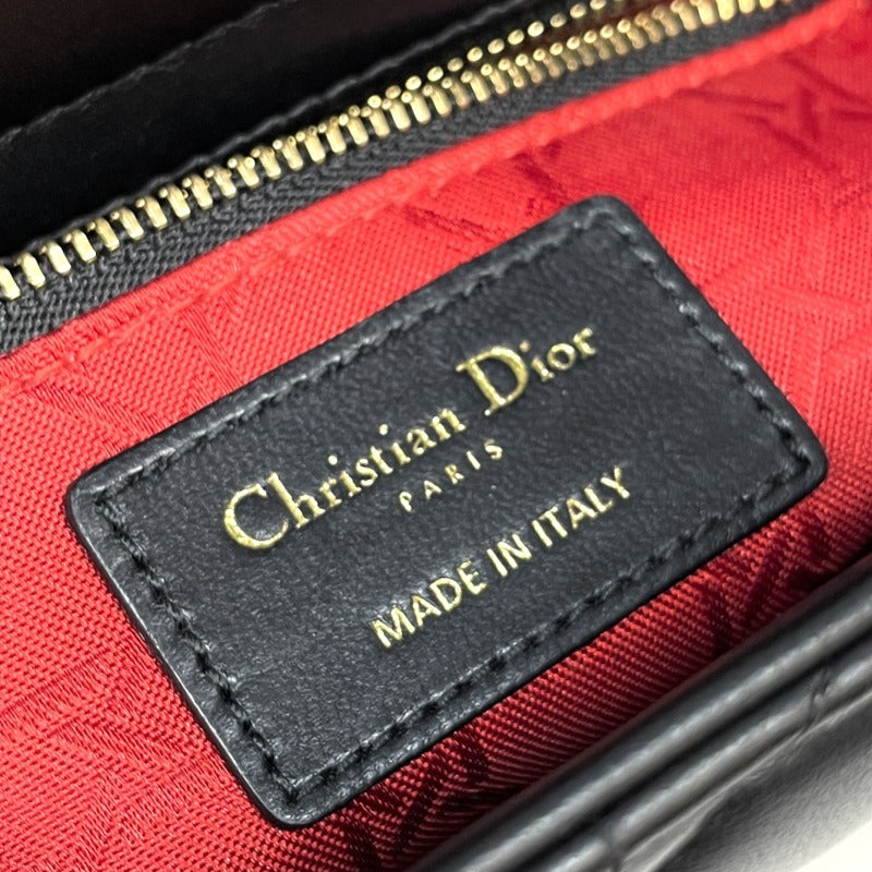 クリスチャンディオール CHRISTIAN DIOR レディディオール スモール LADY DIOR MY ABCDIOR MYABC カナージュバッグ ラムスキン ブラック 黒 ゴールド金具