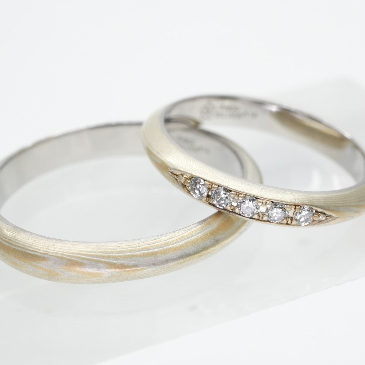 Mokumeganeya/Mokume Kaneya MOKUMEGANEYA Koi Sakura Ring Pt900/750YG/SV925 Beige Diamond Ring Marriage Ring Wedding Ring Platinum Gold