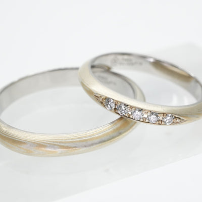 Mokumeganeya/Mokume Kaneya MOKUMEGANEYA Koi Sakura Ring Pt900/750YG/SV925 Beige Diamond Ring Marriage Ring Wedding Ring Platinum Gold