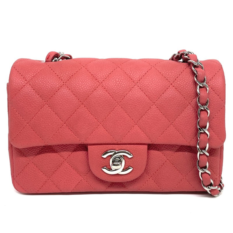 CHANEL CHANEL Matelass? Mini matelasse Mini mat Matelasse 20 Bag Shoulder Bag Caviar Skin Pink Silver Metal Fittings Chain Bag Coco Mark