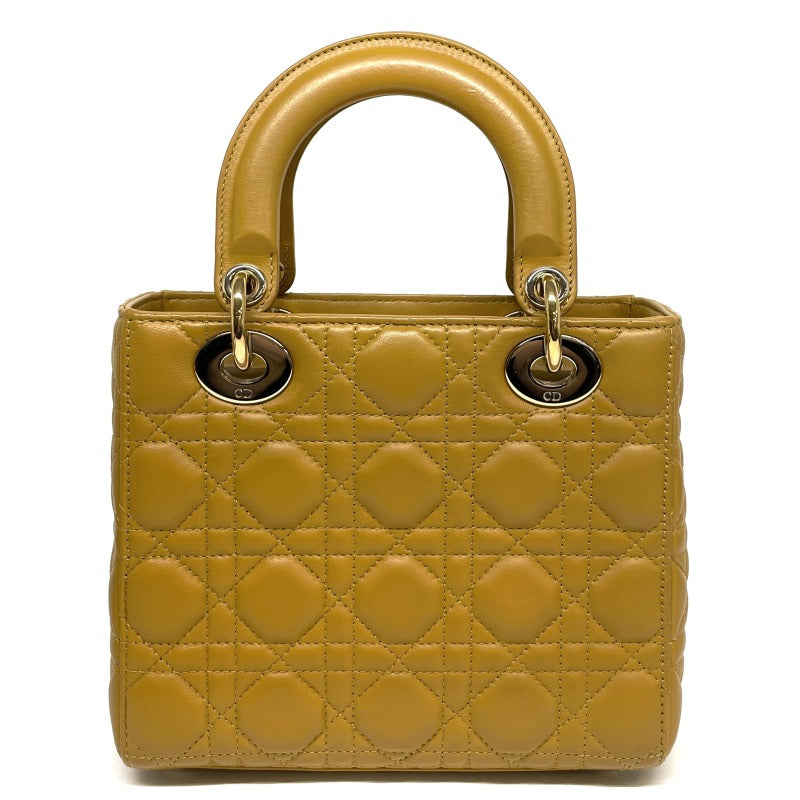 CHRISTIAN DIOR 기독교 디올 Lady dior small LADY DIOR MY ABCDIOR MYABC Cannage bag 가방, 토트 백, 숄더 백, 양고기, 노란색, 금 피팅