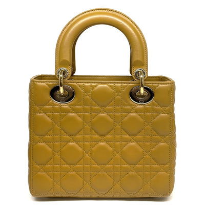 CHRISTIAN DIOR 기독교 디올 Lady dior small LADY DIOR MY ABCDIOR MYABC Cannage bag 가방, 토트 백, 숄더 백, 양고기, 노란색, 금 피팅