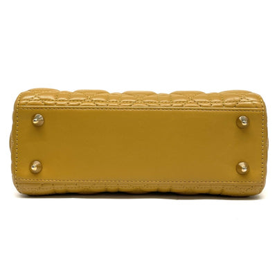 CHRISTIAN DIOR 기독교 디올 Lady dior small LADY DIOR MY ABCDIOR MYABC Cannage bag 가방, 토트 백, 숄더 백, 양고기, 노란색, 금 피팅