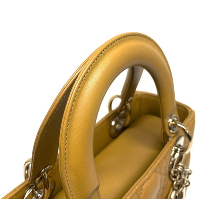 CHRISTIAN DIOR 기독교 디올 Lady dior small LADY DIOR MY ABCDIOR MYABC Cannage bag 가방, 토트 백, 숄더 백, 양고기, 노란색, 금 피팅