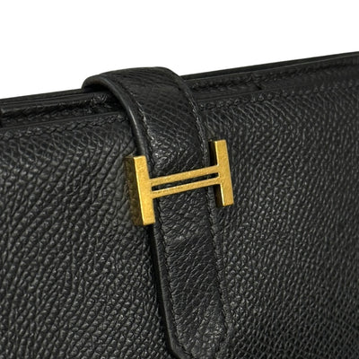 HERMES HERMES B?arn soufflet Bearn soufflet Wallet Long Wallet Epson Noir Black Gold Hardware Vaugh Epson