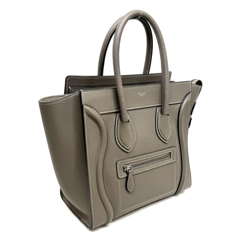 セリーヌ CELINE ラゲージ マイクロ マイクロラゲージ ラゲージマイクロ バッグ トートバッグ ドラムドカーフスキン スリ グレー シルバー金具 セリーヌ CELINE ラゲージ マイクロ マイクロラゲージ ラゲージ