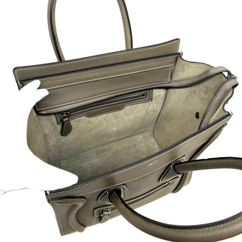 セリーヌ CELINE ラゲージ マイクロ マイクロラゲージ ラゲージマイクロ バッグ トートバッグ ドラムドカーフスキン スリ グレー シルバー金具 セリーヌ CELINE ラゲージ マイクロ マイクロラゲージ ラゲージ