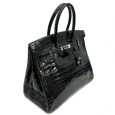 HERMES 헤르메스 Birkin 35 Birkin 35 가방 토트 백 폴로스 악어 누아르 블랙 골드 이국